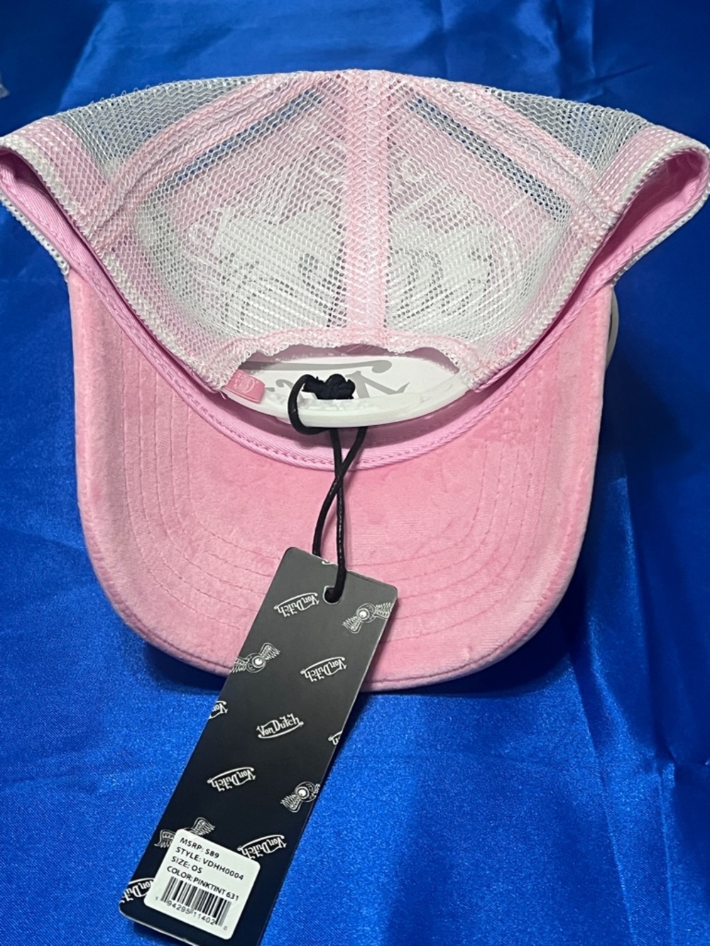 Von Dutch Pink Velvet Trucker SnapBack Hat - Picture 3 of 4
